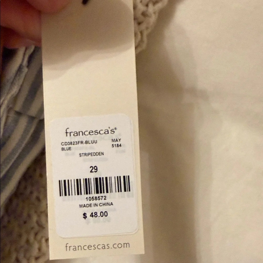 Francesca’s  Light Blue Striped Jean Shorts - Picture 3 of 3